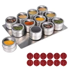 Магнитные Банки для специй с настенной стойкой, банки из нержавеющей стали, сахарница, кухонный органайзер и контейнер для хранения