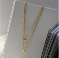titanium layered snake chain moon star necklace women stainless steel jewelry ol designer t show runway boho japan korean