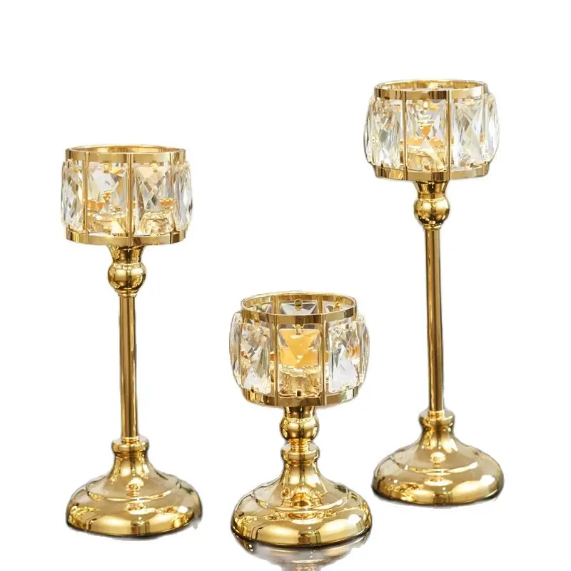 Золотые хрустальные подсвечники металлический подсвечник романтические