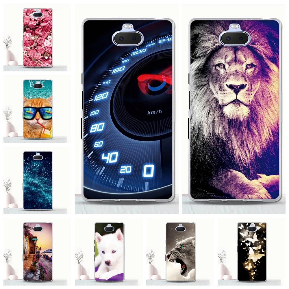 Тонкий чехол для телефона Sony Xperia 10 силиконовый с модным рисунком XA3 защитный -