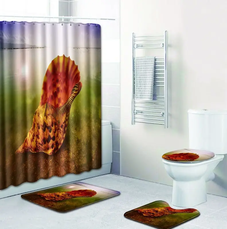 

Modern Beach Print Shower Curtain Blue Bathroom 3D Blackout Shower Curtain Large 180x180cm for Bathroom Curtain Bb50