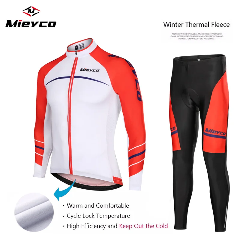 Золотой Men Women Winter thermal Fleece Cycling Jersey Long Sleeve Road Bike Bicycle Clothing Ropa Ciclismo Bib Shorts Pants Set - Цвет: Золотой