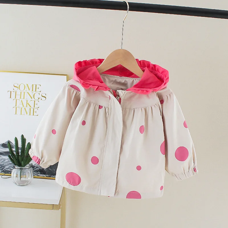 

Dropshipping Spring Autumn Nappy Baby Boy Girl Dot Coat Long Sleeve Hooded Windbreaker for Toddler Girl Jacket Tops Outerwear