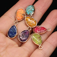 natural stone pendants water drop gold plated imperial stone charms for jewelry making diy necklace earrings accessories