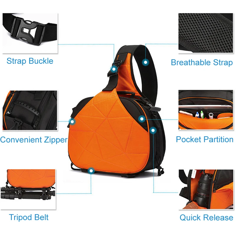 Треугольная Наплечная Сумка для DSLR камеры водонепроницаемый мягкий чехол с