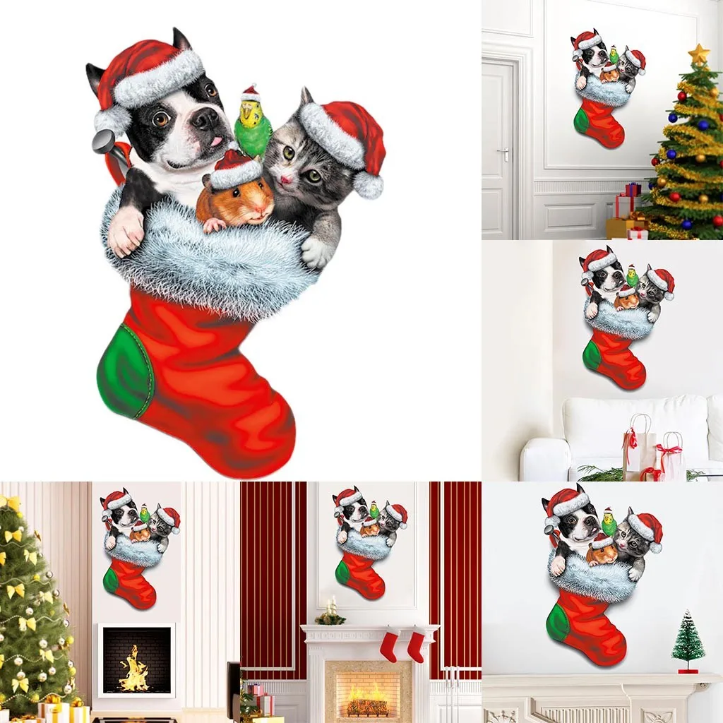 2020 Рождественская наклейка s носки Домашние животные Кошка Собака хомяк семейная
