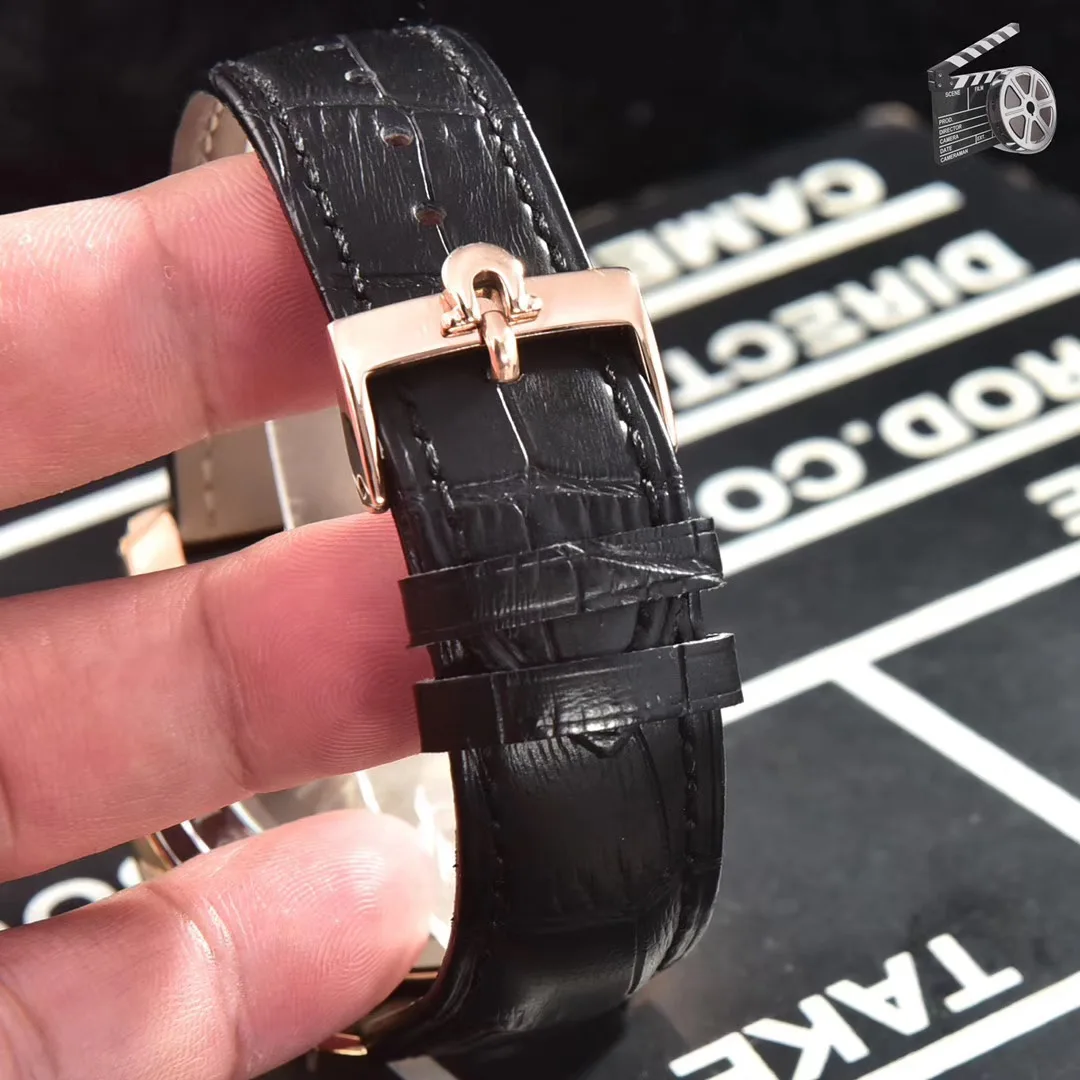 

Luxury New Men Automatic Mechanical Sapphire Stainless Steel Rose Gold Black Leather MoonPhase Luminous Tourbillion Watch