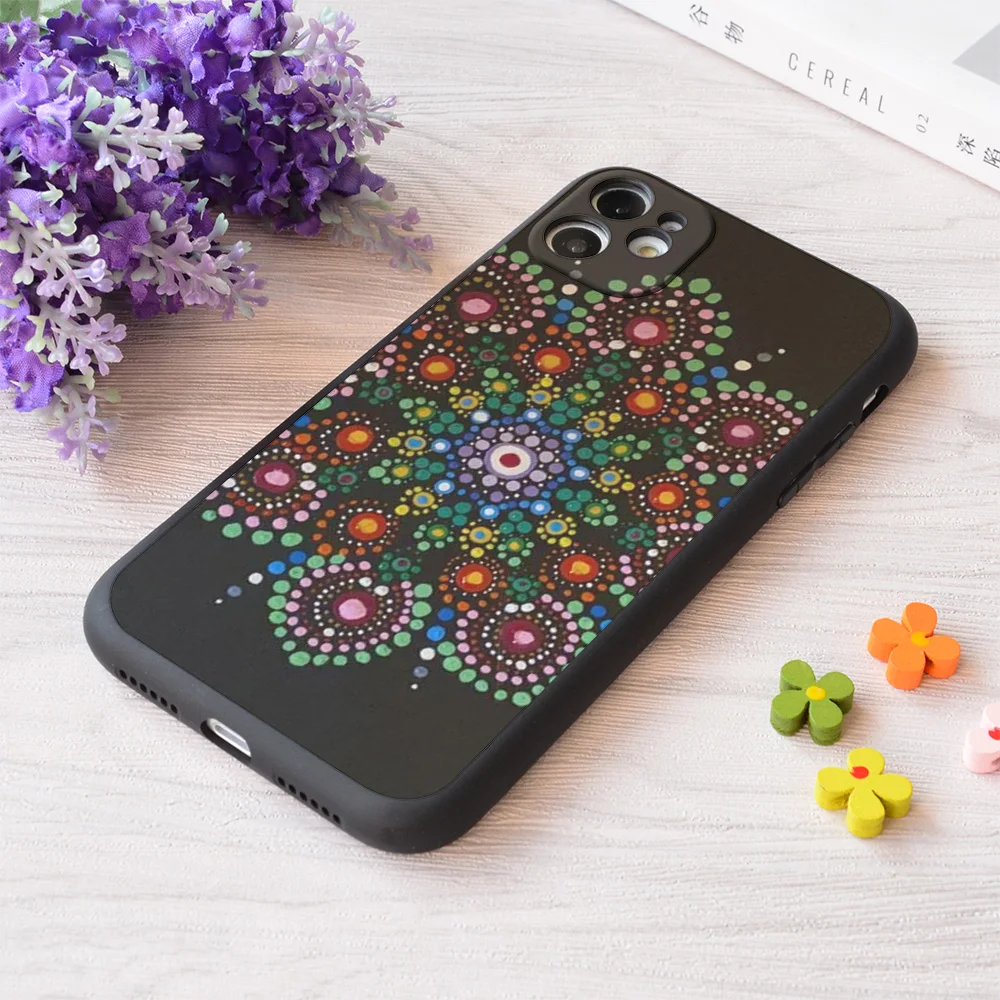

For iPhone Mandala By The Pointillism Technique Print Soft Matt Apple Case