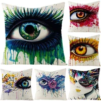 beautiful girl eyes gorgeous pupil colorful flowers amazing art eyelash cushion cover car decor sofa throw pillow case paris