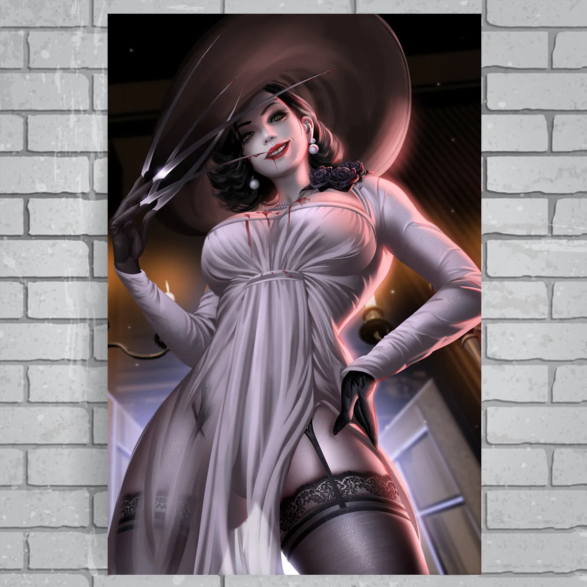 

Vampire Lady Dimitrescu Horror Game HD Poster Anime Poster Canvas Oil Painting Live Room Wall Sticker Home Decoration Painting