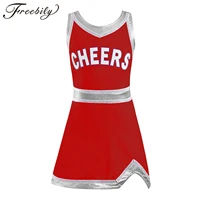 kids girls cheerleader costume cheers printed sport dress childrens cheerleading dress for dancing competiton cheer uniform