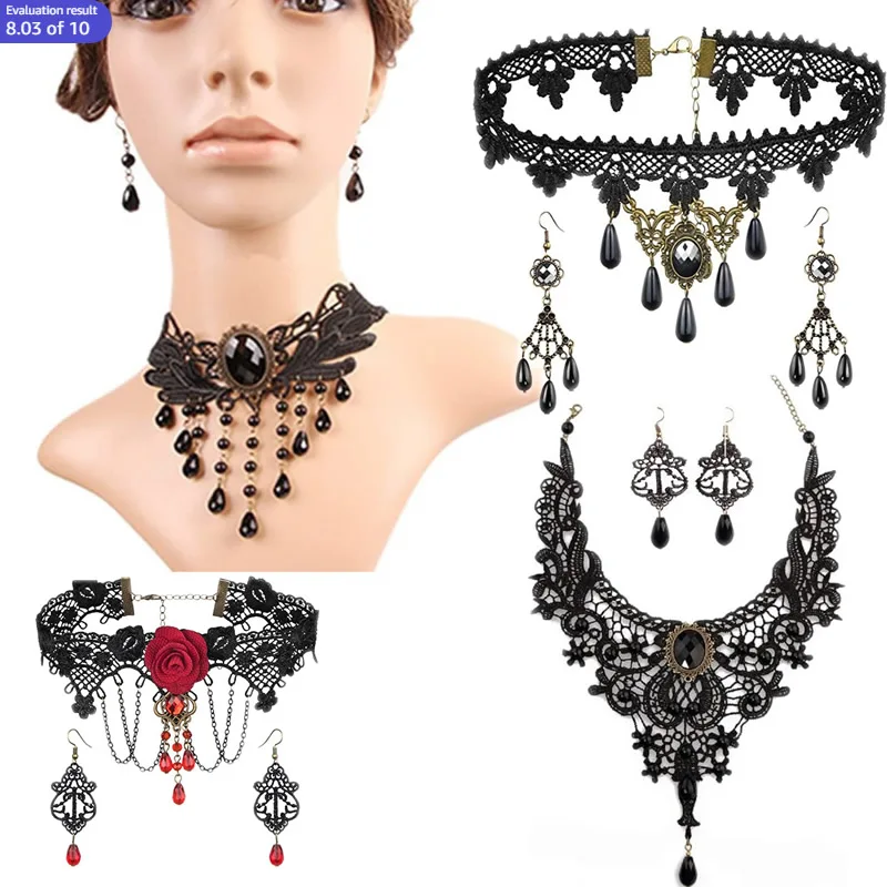 Ожерелье-чокер женское черное кружевное в викторианском стиле - купить по