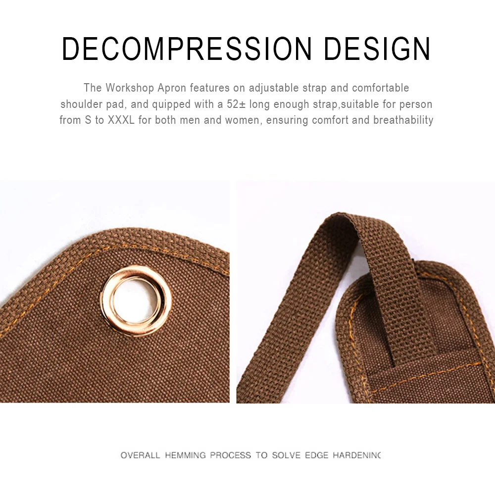 

Durable Apron Goods Heavy Duty Unisex Canvas Work Apron With Tool Pockets Cross-Back Straps Adjustable For Woodworking Painting