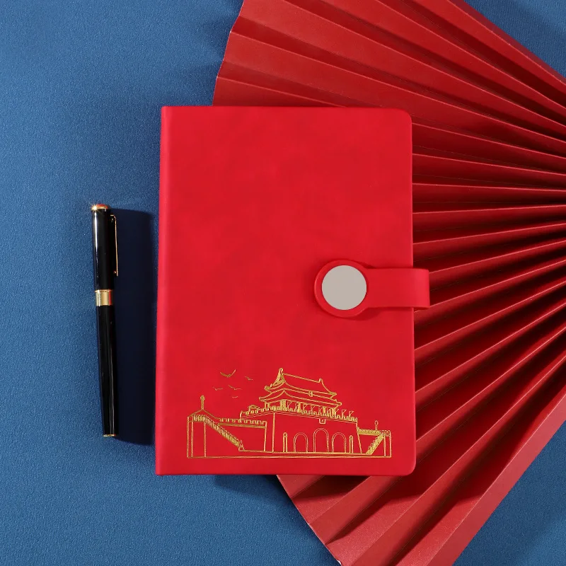 

Fashion Retro Round Square Buckle Notebook Business Office Notepad Texture PU Leather Surface Beautiful And Comfortable Feel