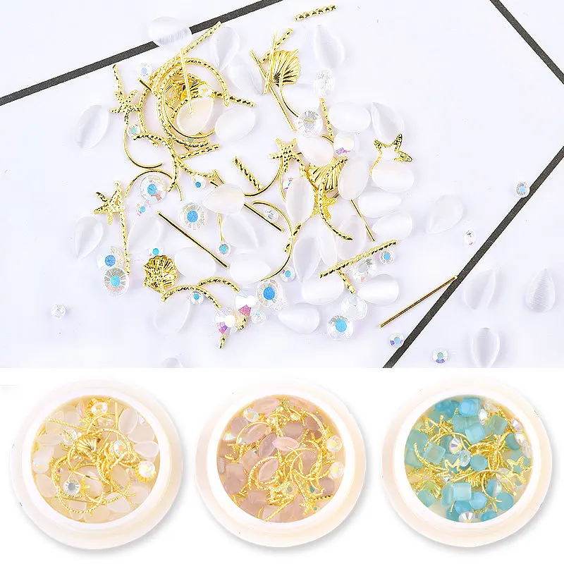 Разноцветные стразы ногти опал кристалл мокко вате капля конский глаз 3D блеск