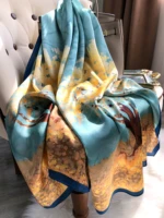 2021 women silk winter scarf luxury design print lady beach shawl scarves fashion smooth foulard female hijab