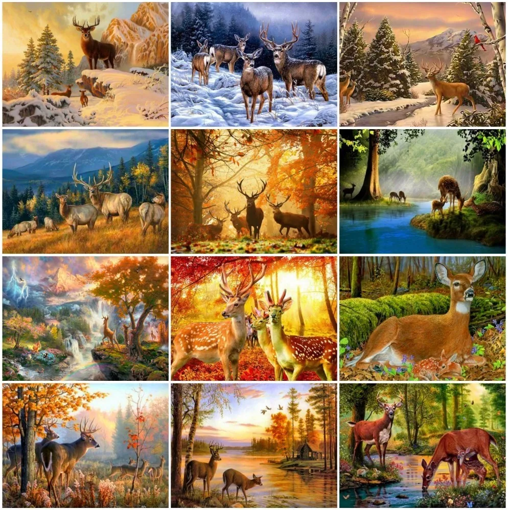 GATYZTORY алмазная живопись полная вышивка животное олень мозаика Стразы картина 5D