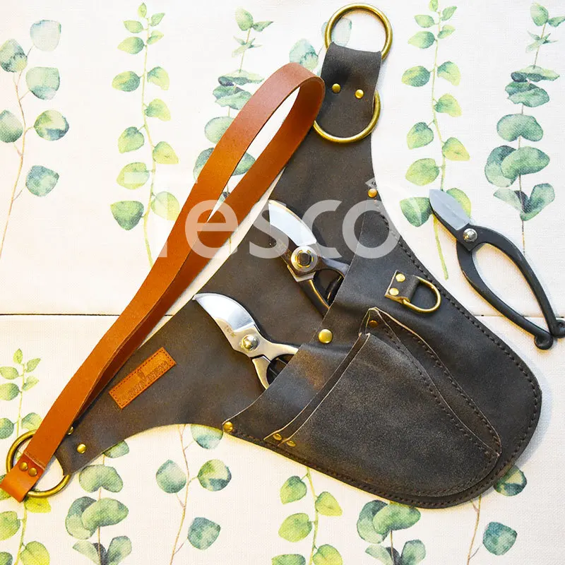 Цена Набор инструментов для работы в саду цветочный инструмента поясная сумка с кожаным ремешком, искусство вентилятор секаторами для хранения
