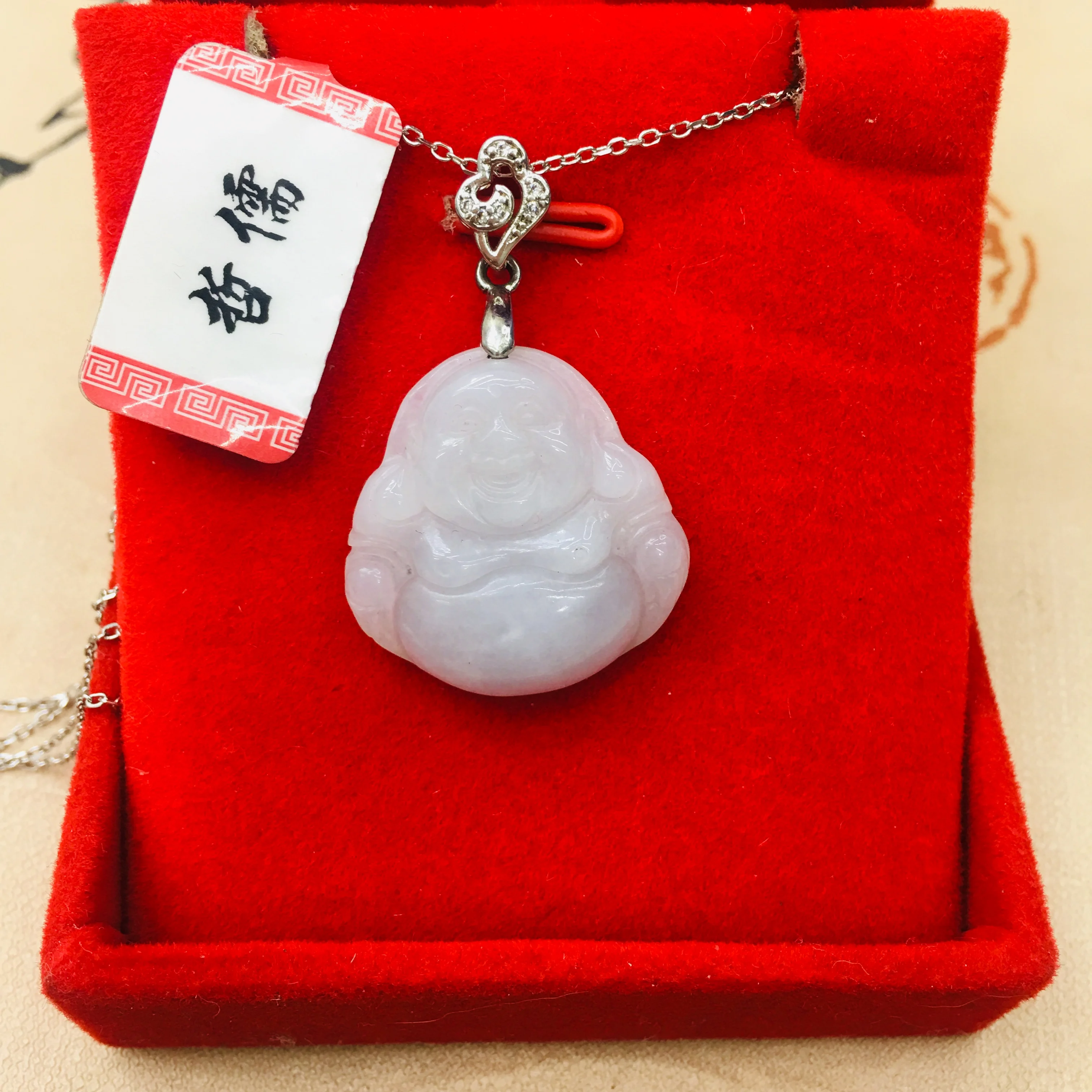 Натуральный бирманский Изумрудный нефрит резьба Будда кулон с стерлингового