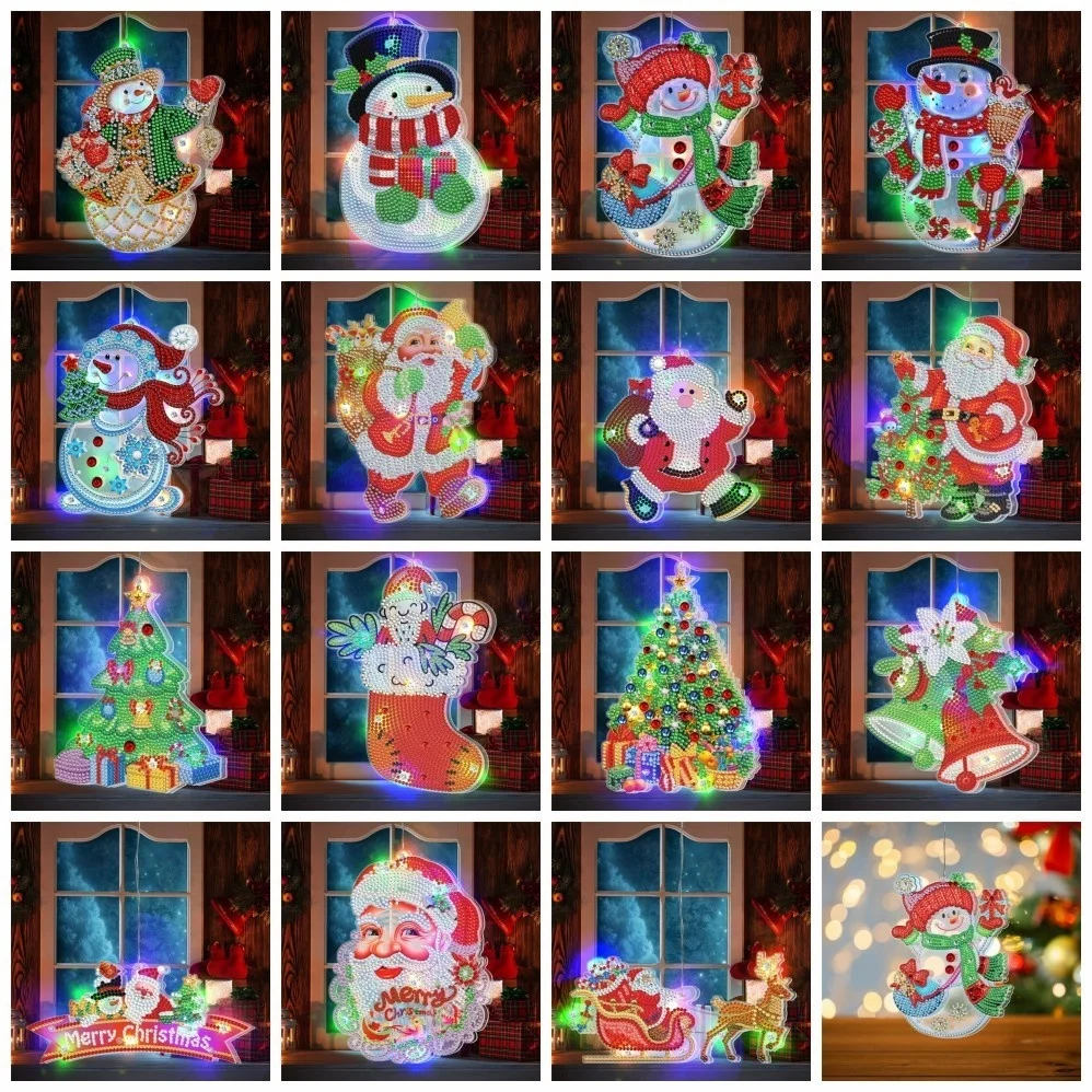 

Алмазная вышивка Huacan Рождественская светодиодная подсветка особая форма Алмазная мозаика Дед Мороз украшение для дома