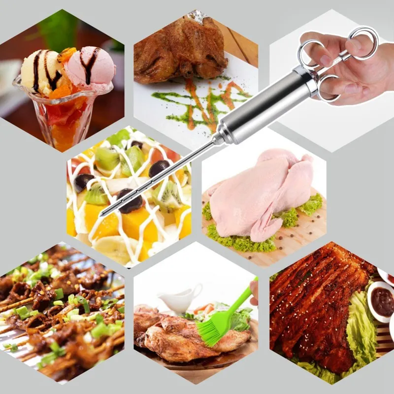 Сверхмощный инжектор для мяса 304 из нержавеющей стали приправ маринада шприц