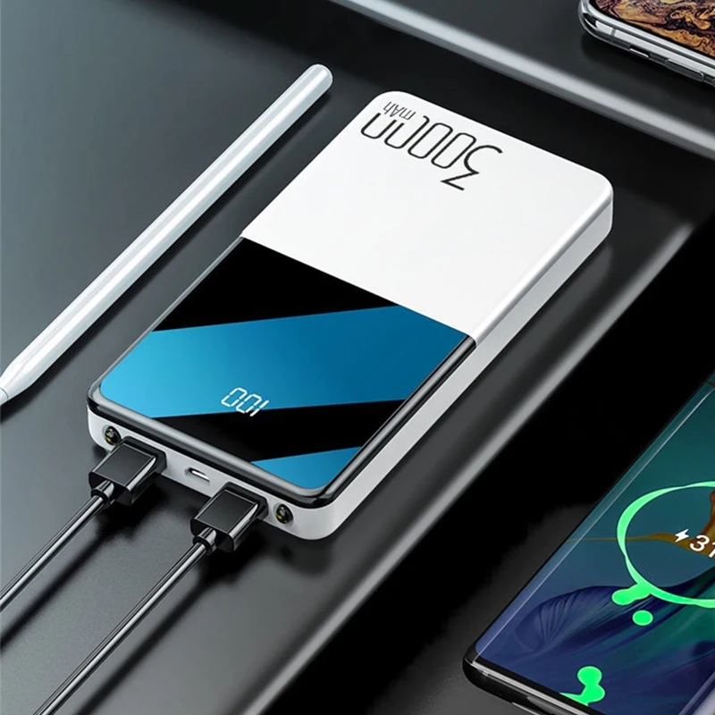 Высокая мощность Power Bank 30000 мАч портативный внешний аккумулятор с фонариком для