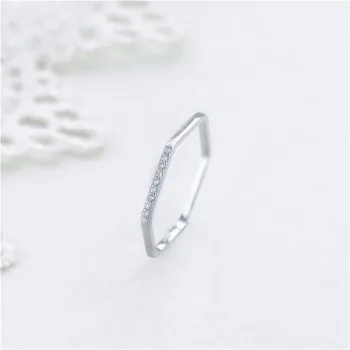 

Whole Body S925 Sterling Silver Geometric Hexagonal Diamond Ring Female Literary Simple Light Luxury Jewelry Ring JZ238B29