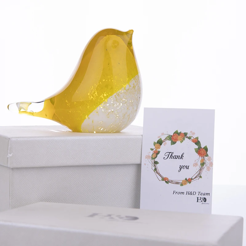 Стеклянная Статуэтка H & D с кристаллом в виде птицы ручная работа выдувное стекло