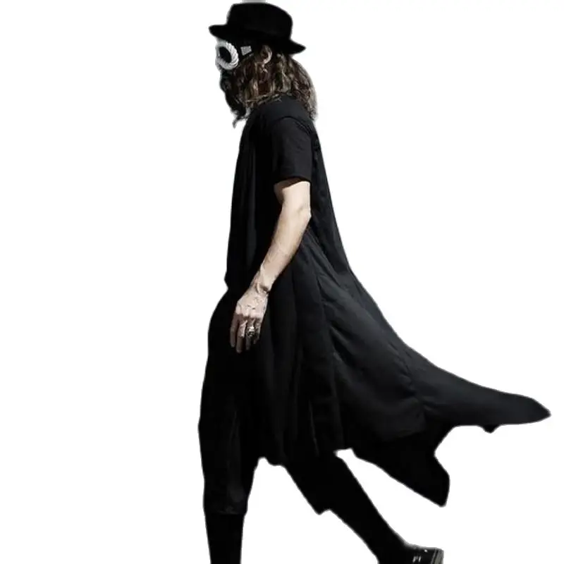 

Men Autumn Wear Man Black Gothic Punk Hip Hop Long Trench Coat Cloak Singer Cape Hot Sale Jacket Overcoat Version Outerwear