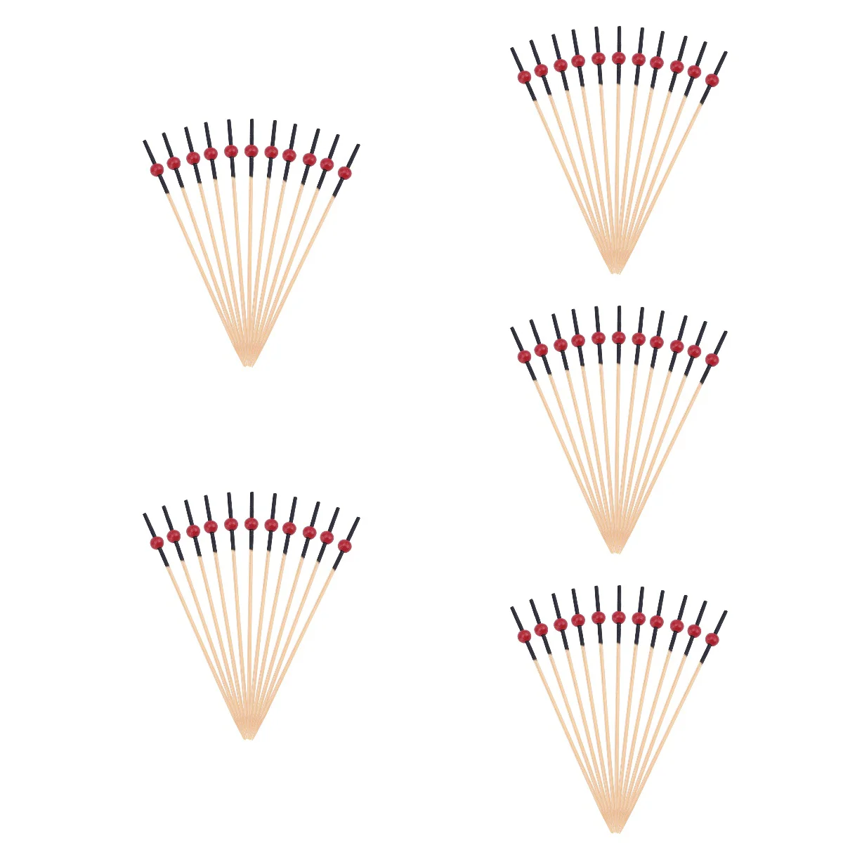 

500 Pcs 12 Cocktail Picks Creative Round Beads Appetizer Picks Fruit Toothpicks Party Supplies (Black Stick Red