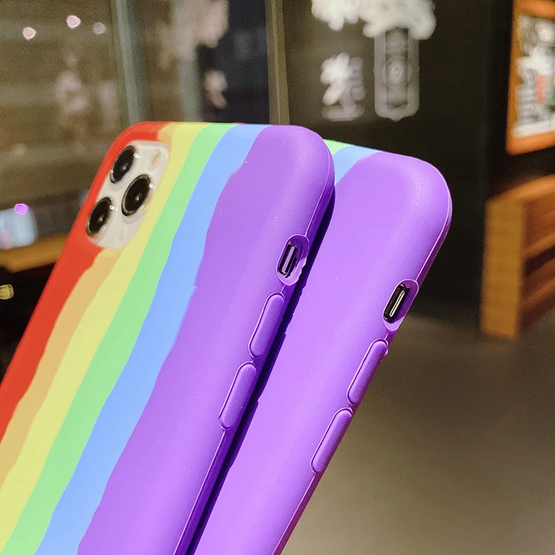 Rainbow Phone Case for Iphone 11 Pro XS Max XR 6 6s 7 8 Plus X Soft Silicone Airpods 1 2 Earphone Headset Cover | Мобильные телефоны