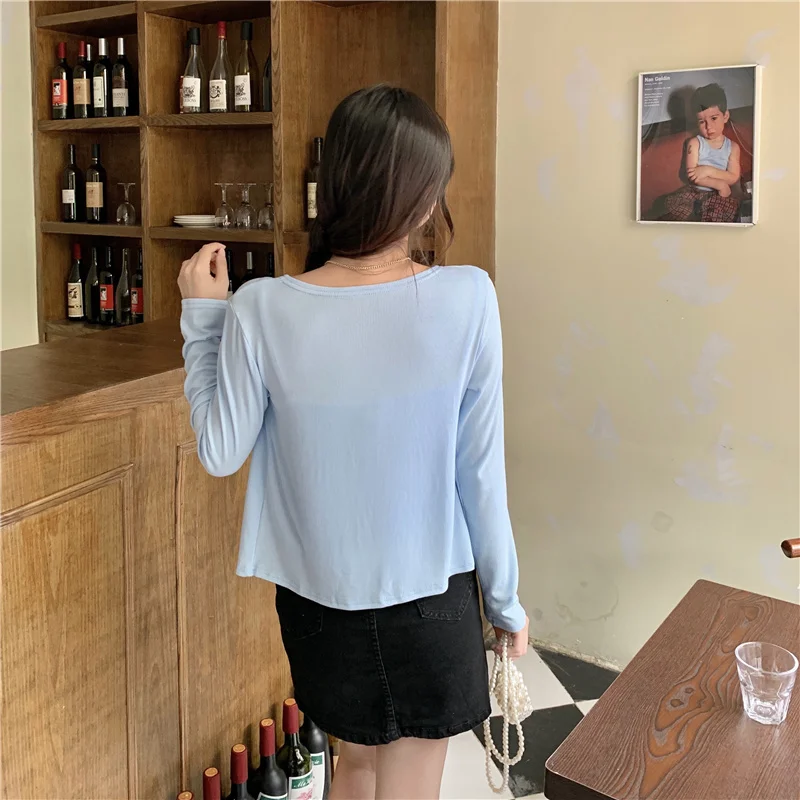 

Kimutomo Sweet Solid Color Two Piece Set 2021 Early Autumn Long Sleeve Cardigan Korea Style Chic Slim Sling Thin Casual Fashion