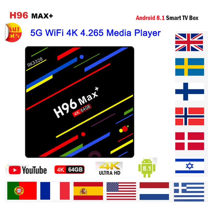 H96 MAX Plus ТВ коробка Android 9,0 4 Гб Оперативная память 32 GB/64 GB Встроенная память 5G Wi-Fi 4K 4,265 медиа плеер Youtube Netflix Google Play Смарт ТВ H96 Max