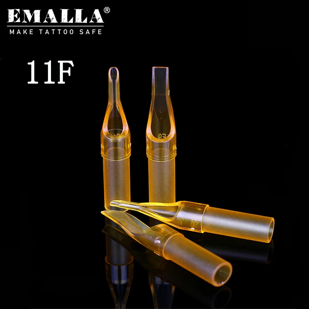 Одноразовые наконечники для татуировок 11F желтые короткие тату-Машинки с