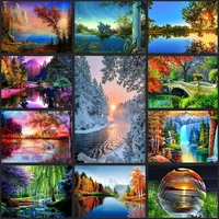 brand new 5d spring tree landscape picture diamond painting cross stitch art full drill embroidery living room decoration