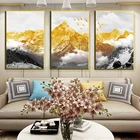 Картина на холсте в скандинавском стиле, Постер и принты, Ландшафтные картины, абстрактная живопись с золотой горой для украшения гостиной