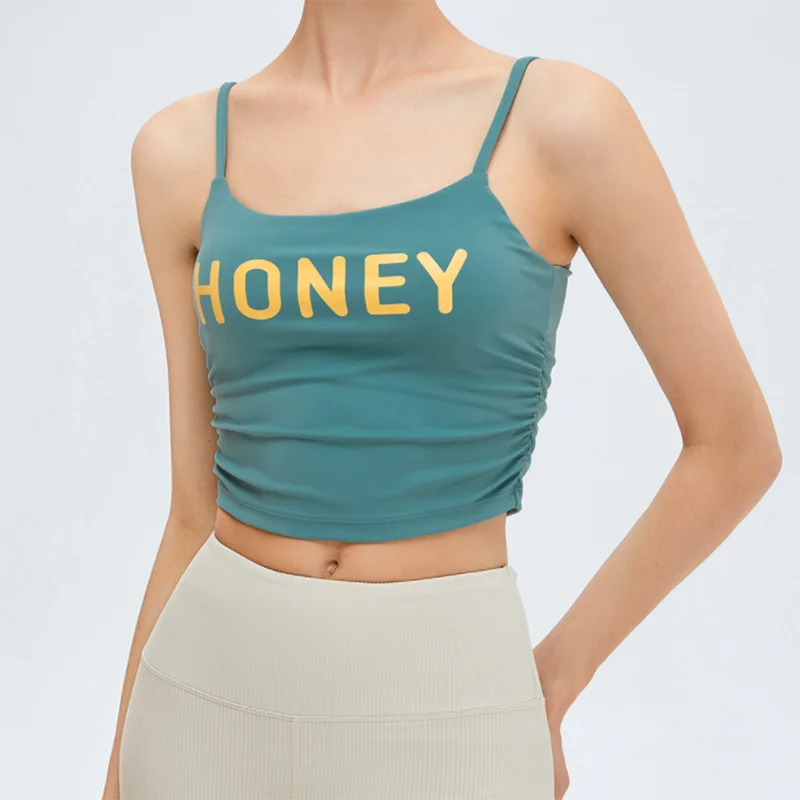 

Sexy Sports Bra Women Yoga Camisole Shockproof Gathering Fitness Gym Running Tank Top Sleeveless Vest Female Sports Underwear