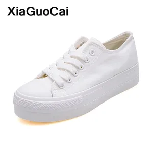 Кеды женские на шнуровке, Повседневная парусиновая обувь на толстой подошве, плоская подошва, белые, весна-осень 2021