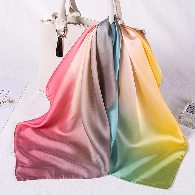 Женский шелковый шарф квадратные шелковые шарфы шейный платок атласный для