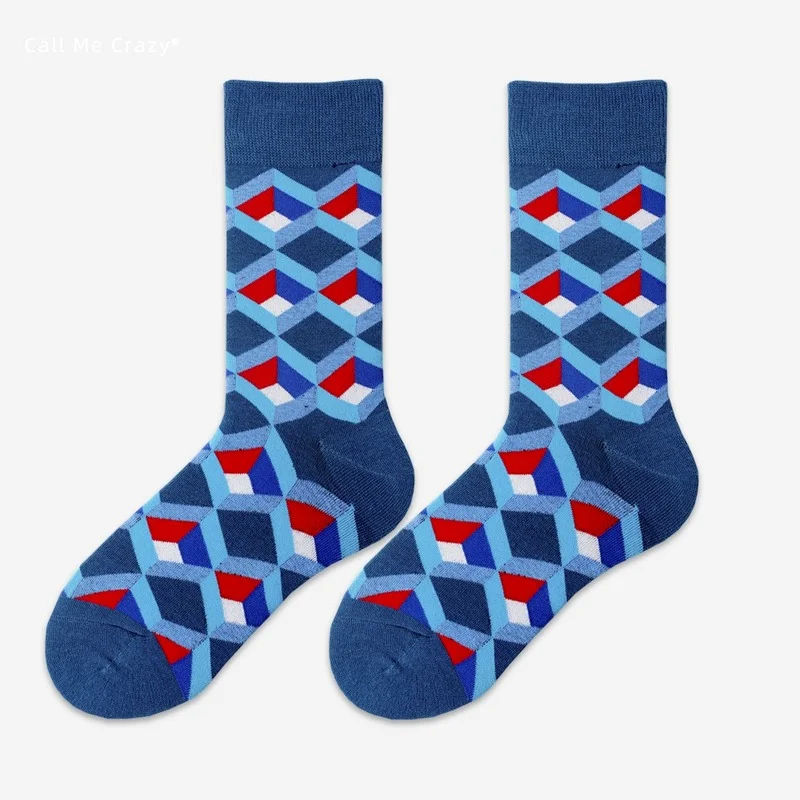 

Rhombus Sock Women Geometric Girl Socks Movement Street Sox Skateboard Breathable Soft Cotton Classic Japanese Calcetines Hombre