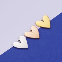 mirror polish stainless steel rounded corners heart peach charm for necklace laser logo diy jewelry accessories