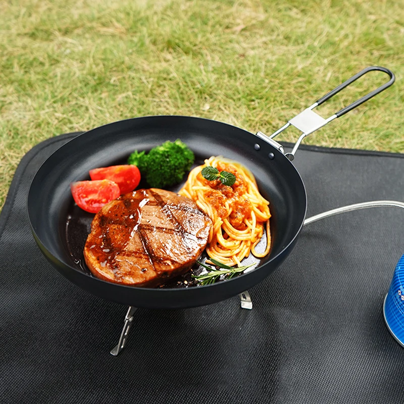 

Camping Cookware Kit Outdoor Iron Cooking Pan Pot Travelling Hiking Picnic BBQ Tableware Equipment 2021