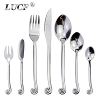 hot creative design snail shape handle dinnerware set forging craft stainless steel mirror polish famous cutlery set for kitchen