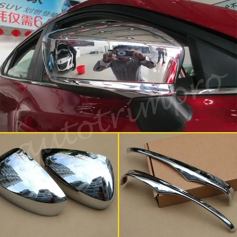 4X ABS хромированная крышка зеркала заднего вида для Mazda 2 3 BM BN GJ GL аксессуары 2014 2015