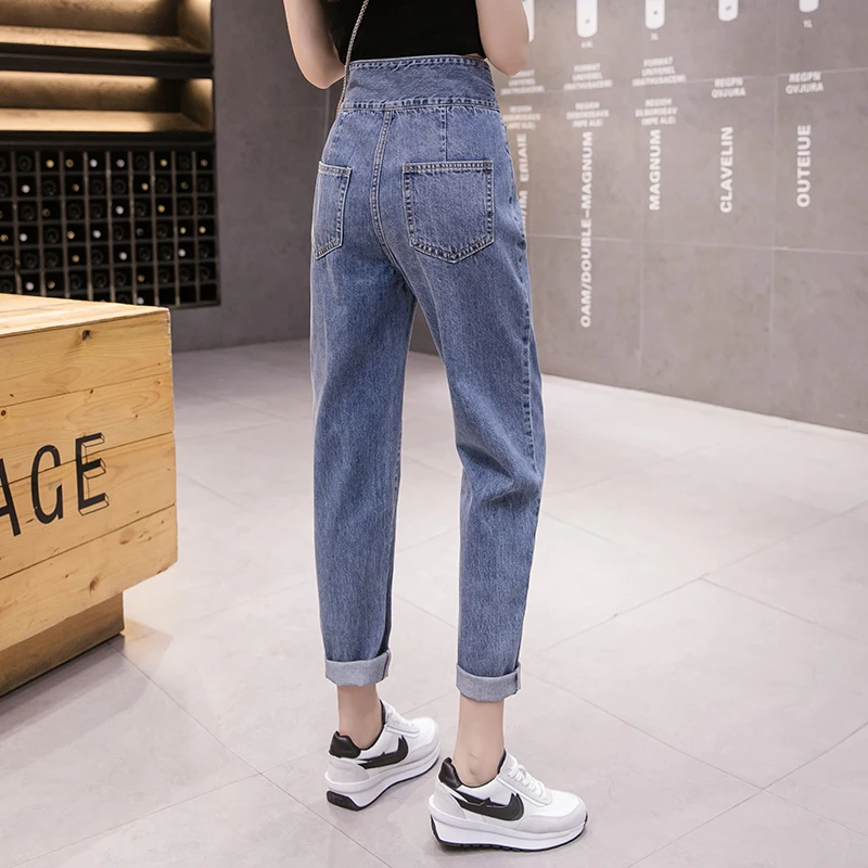 

Women's jeans 2020 autumn new Korean version of high-waist straight-leg pants are thin nine-point harem pants jeans women