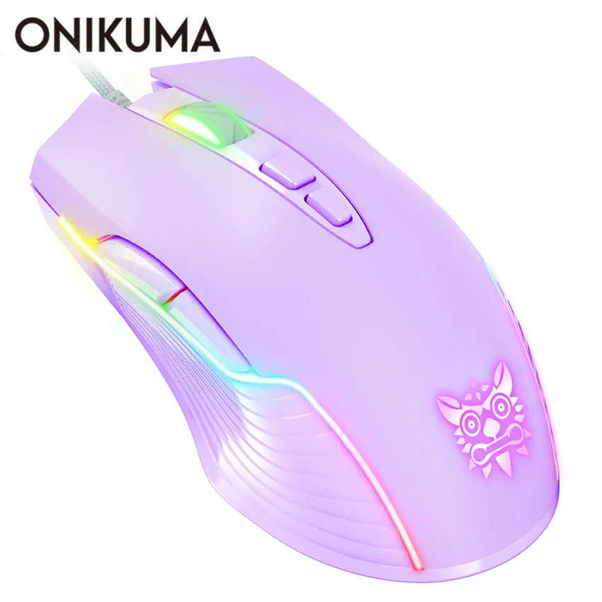 

ONIKUMA Gaming Mouse CW905 Purple/Pink 6400 DPI USB 7 Buttons Computer Mice with Breathing LED for Laptop PC Desktop