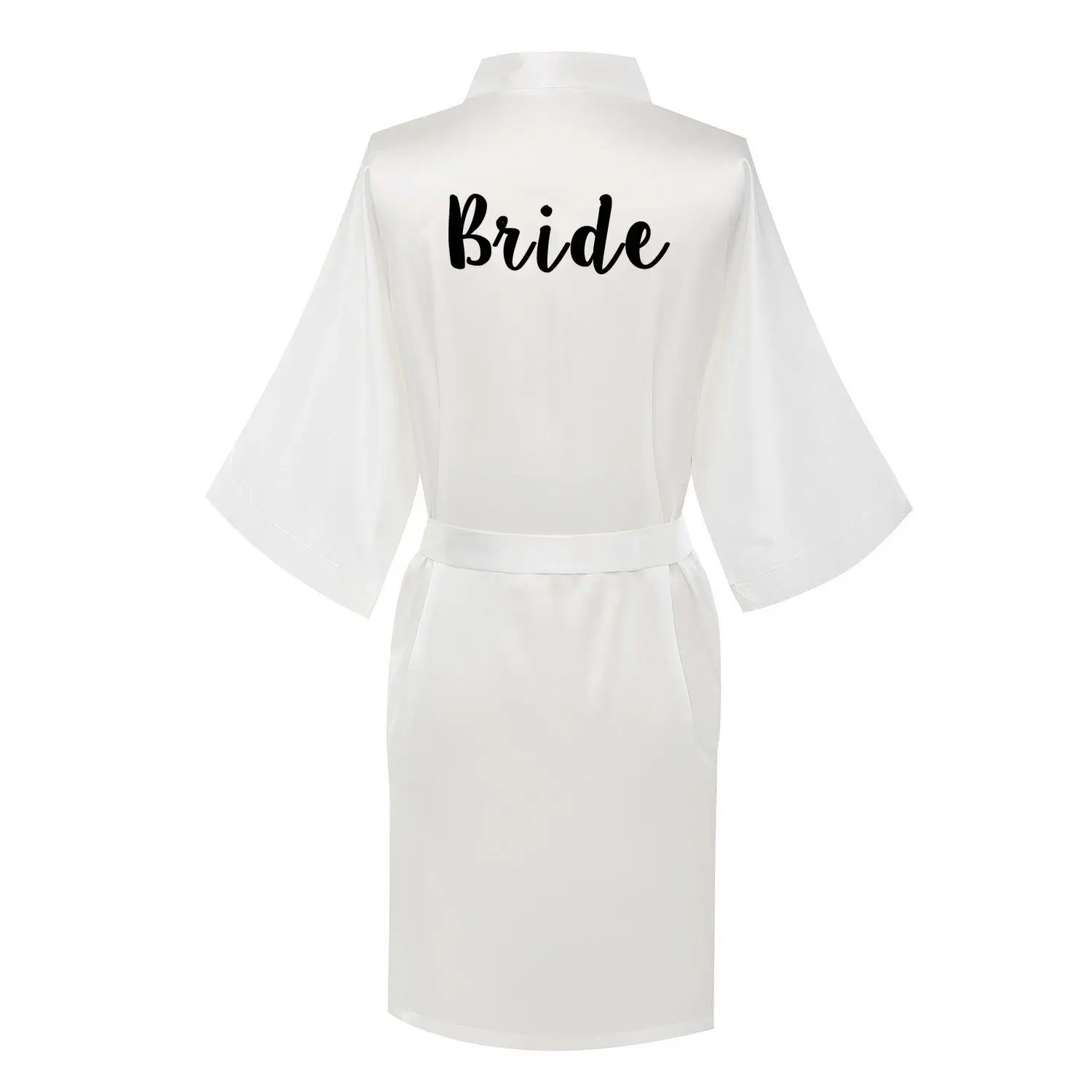 white bride Новинкасвадебные халаты для невесты, подружки невесты, для мамы, сестры невесты, свадебный подарок, кимоно, атласные халаты - Цвет: white bride