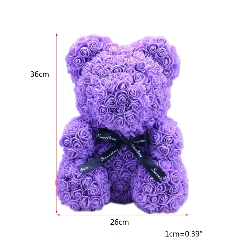 

40cm Rose Flower Bear with Gift Box Valentines Day Gift for Girlfriend Birthday