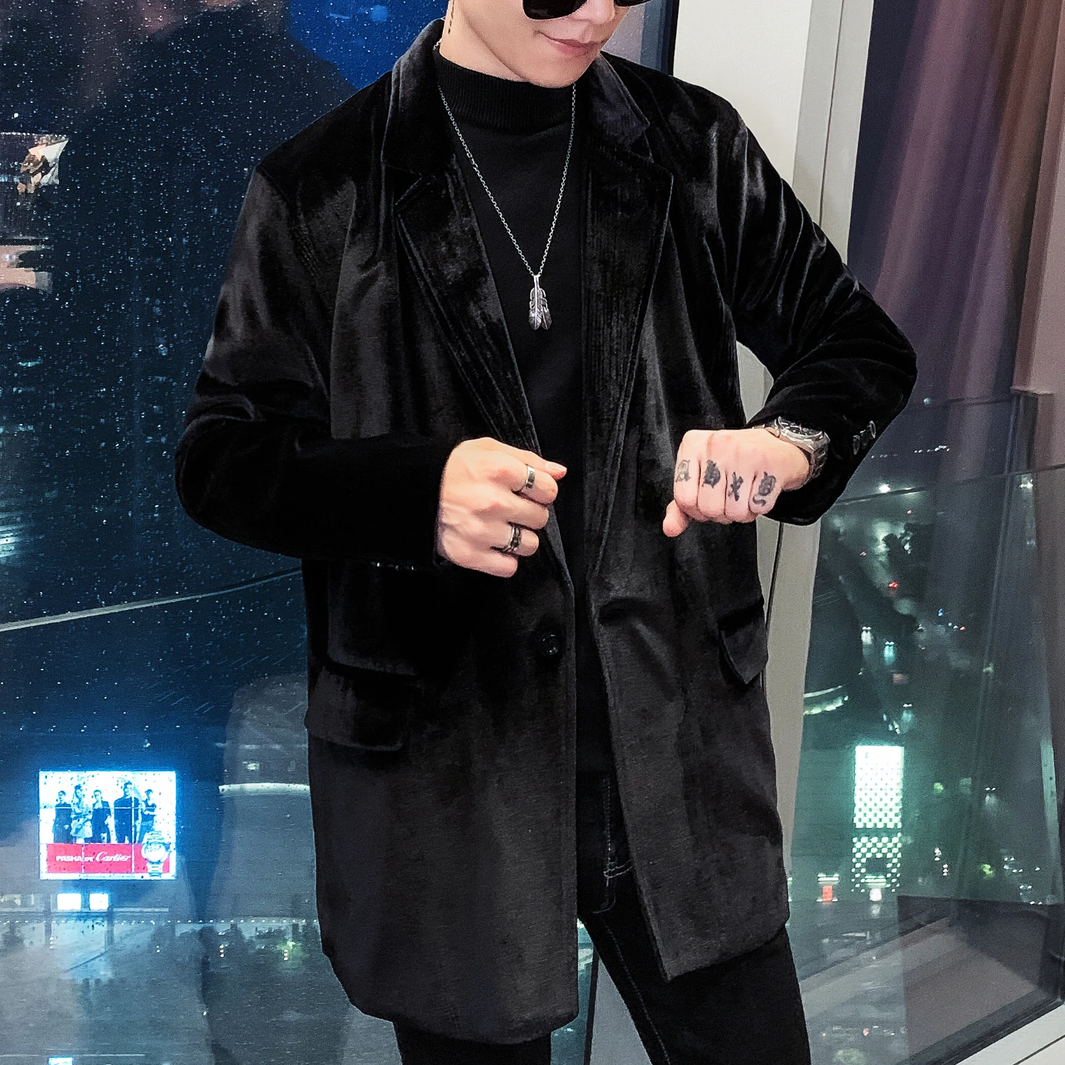 Suit Version Woolen Coat Mid-length Social Guy Autumn Winter New Stage Costumes For Singers Mens Blazer Jacket | Мужская одежда