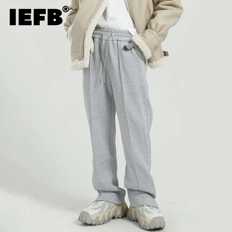 

IEFB Men's Causal Sport Pants Korean Fashion Simple Side Slit Simple Thick Casual Sweatpants Men 2022 Spring Autumn New 9Y5080